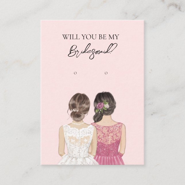 Wedding Bride Bridesmaid Earring Display Card Visitenkarte (Vorderseite)