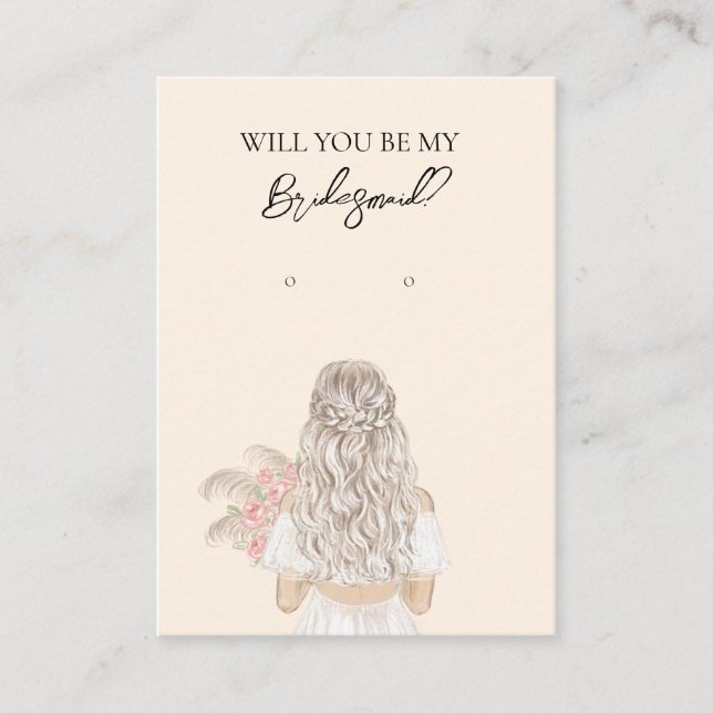 Wedding Bride Bridesmaid Earring Display Card Visitenkarte (Vorderseite)