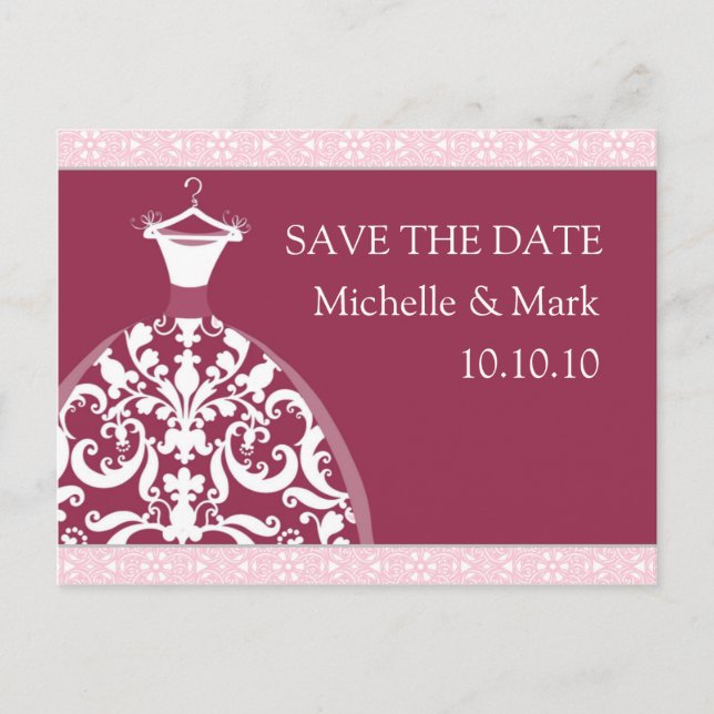 Wedding Bride Save the Date Happy Red card Ankündigungspostkarte (Vorderseite)
