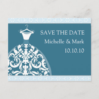 Wedding Bride Save the Date Harmony Blue Card Ankündigungspostkarte