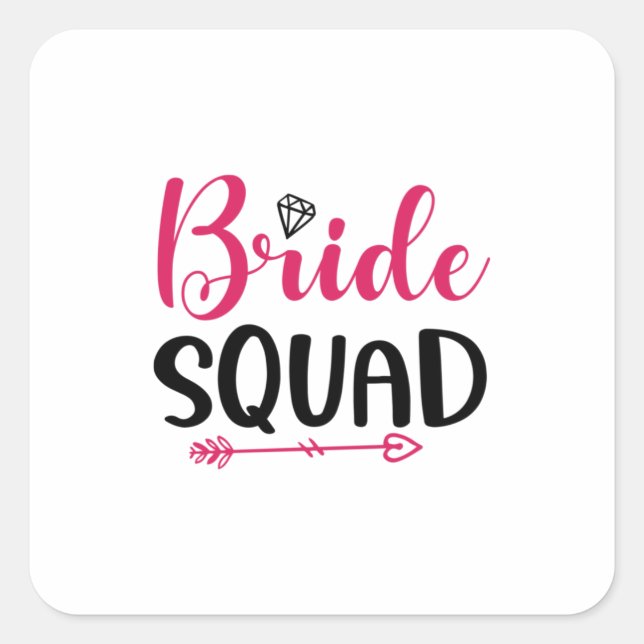 Wedding Bride Squad Quadratischer Aufkleber (Vorderseite)