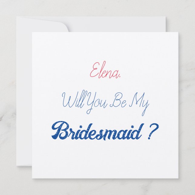Wedding Bridesmaid 2024 Red Blue Vorschlag Kraft Einladung (Vorderseite)