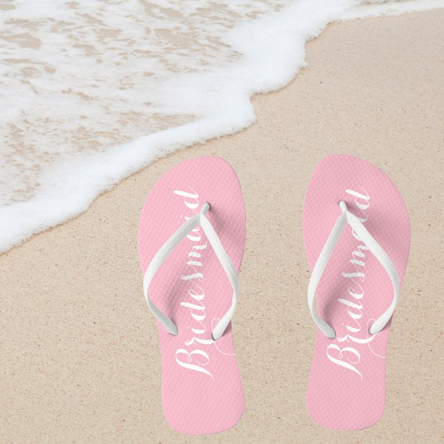 Wedding Bridesmaid Trendy Pink Flip Flops (In Situ Beach)