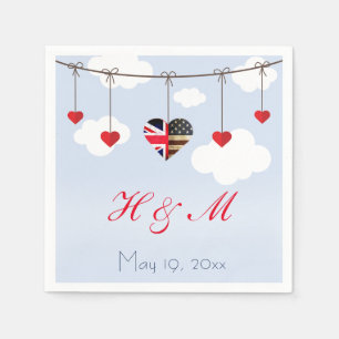Wedding Briten- und Flaggeherzen Serviette