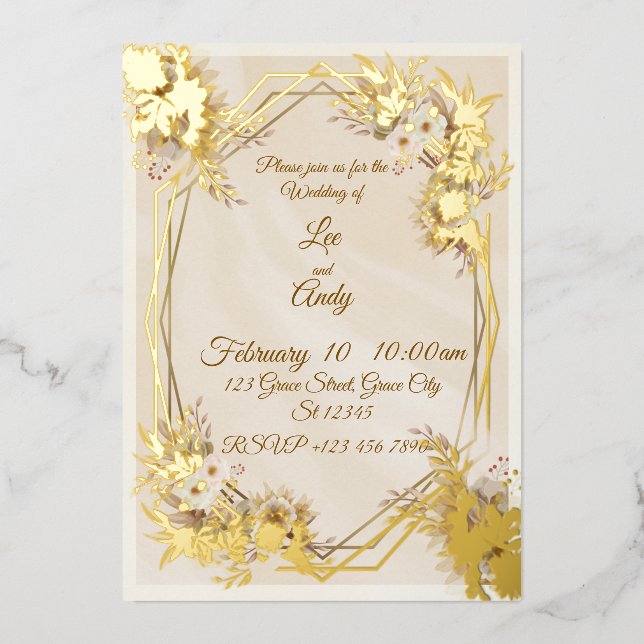 Wedding Brown and beige Invitation Folieneinladung (Vorderseite)