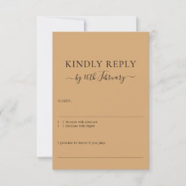 Wedding Burly Wood Sand Signature Kindly Reply RSVP Karte