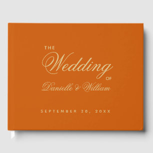 Wedding Burnt Orange Simple Kalligrafy Script Gästebuch