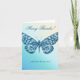 Wedding Butterfly Vielen Dank Card Blue Dankeskarte