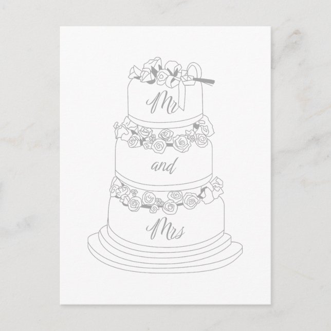 Wedding Cake Design Mr & Mrs Postkarte (Vorderseite)