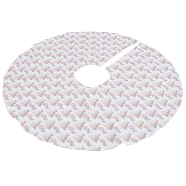 Wedding Cake Tree Skirt Leinenimitat Weihnachtsbaumdecke (Schrägansicht)