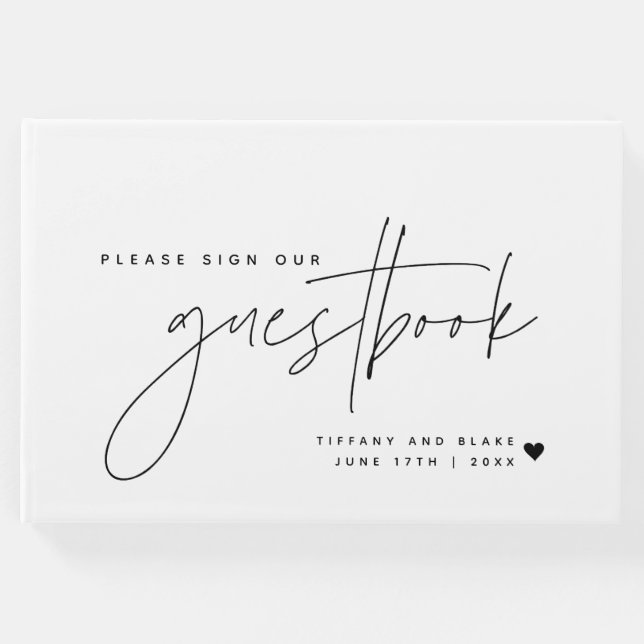 Wedding Calligraphy Script Heart Gästebuch (Vorderseite)