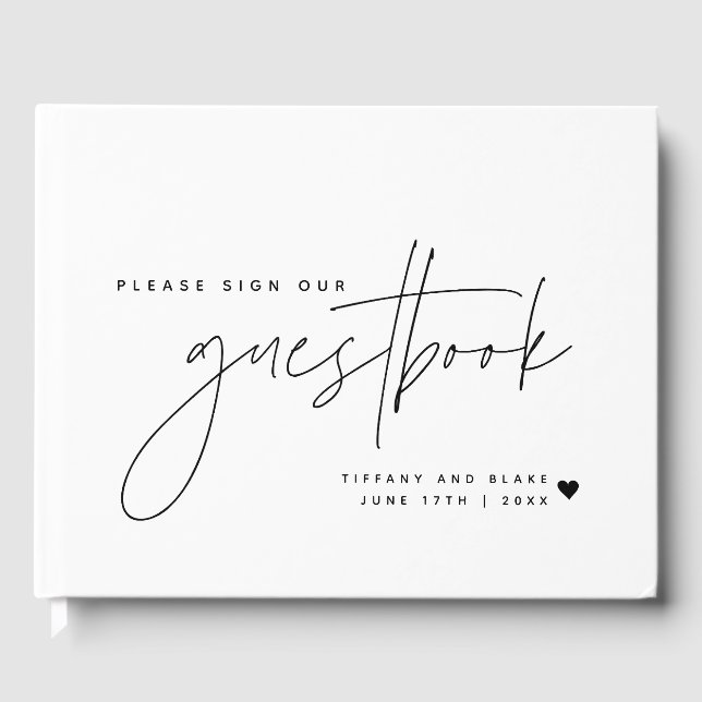 Wedding Calligraphy Script Heart Gästebuch (Vorderseite)