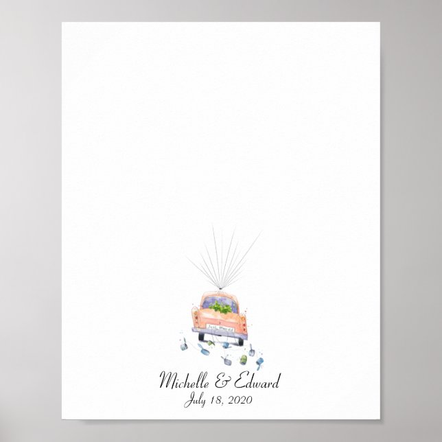 Wedding Car Fingerprint Gästebuch - Just Married (Vorne)