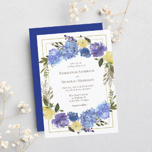 Wedding Carolina Classic Blue Floral Einladung