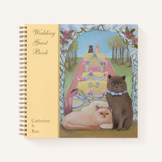 Wedding Cats 8.5" x 8.5" Spiral Bound Gästebuch Notizbuch (Vorderseite)