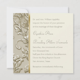 Wedding Champagne Embossed Look Damask Einladung