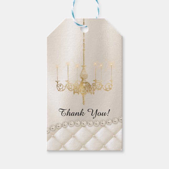 Wedding Chandelier Lighting Ivory Vielen Dank für  Geschenkanhänger (Vorderseite)