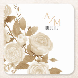 Wedding Chic Monogram Rechteckiger Pappuntersetzer
