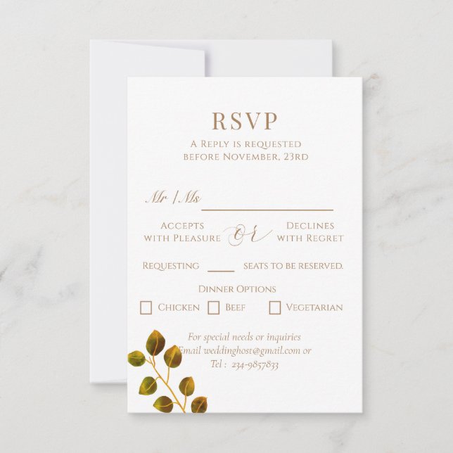 Wedding Chic Monogram RSVP Karte (Vorderseite)