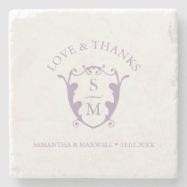 Wedding Coasters Classic Monogram Favors Lilac Steinuntersetzer
