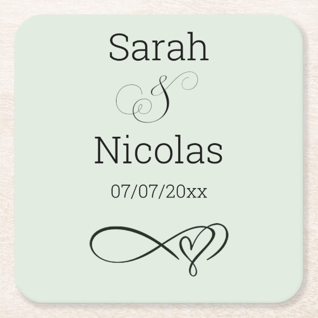 Wedding coasters personalized minimalist  rechteckiger pappuntersetzer (Vorderseite)