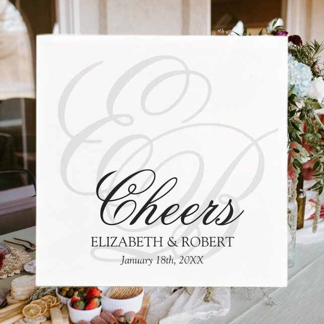Wedding Cocktail Einfache Cheers Monogram Serviette (Von Creator hochgeladen)