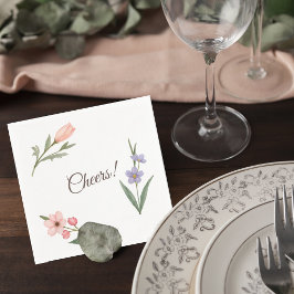 Wedding Cocktail Napkin with Botanical Design Serviette