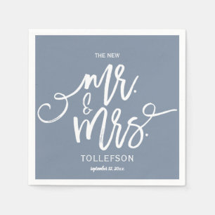 Wedding Cocktail Napkins Typografie (Dusty Blue) Serviette