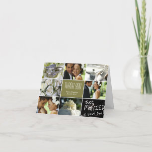 Wedding Collage Thank You Card - Sage Dankeskarte