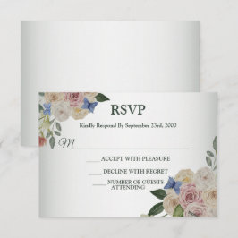 Wedding Colorful Floral Butterfly Green Wedding RSVP Karte