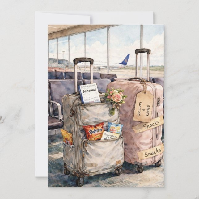 Wedding Congratulations Honeymoon Trip Snacks Card Karte (Vorderseite)