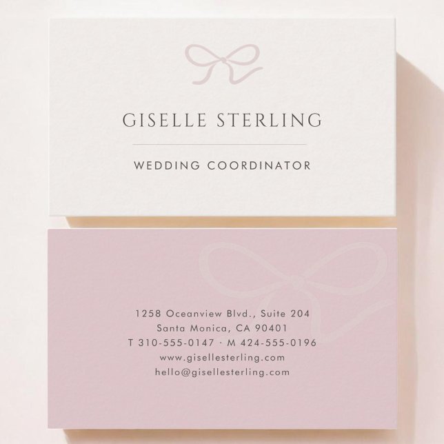 Wedding Coordinator Pink Bow Visitenkarte (Von Creator hochgeladen)