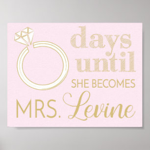 Wedding Countdown Sign, Write and Wipe Countdown Poster