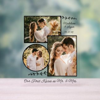 Wedding Couple Custom Foto Collage Mr. Kisses Acrylschild