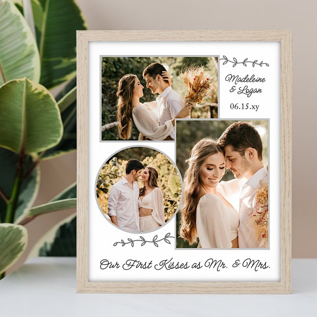 Wedding Couple Custom Foto Collage Mr. Kisses Poster (Von Creator hochgeladen)