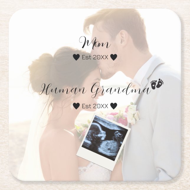Wedding Couple Custom Foto Rechteckiger Pappuntersetzer (Vorderseite)