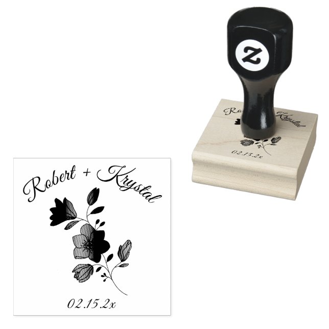 Wedding Couple Floral Gummistempel (Stempel)