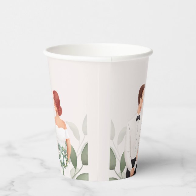 Wedding Couple Illustration Paper Cup Pappbecher (Rechts)