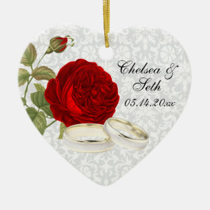 Wedding Couple Keepake   ROTE ROSEN Keramik Ornament