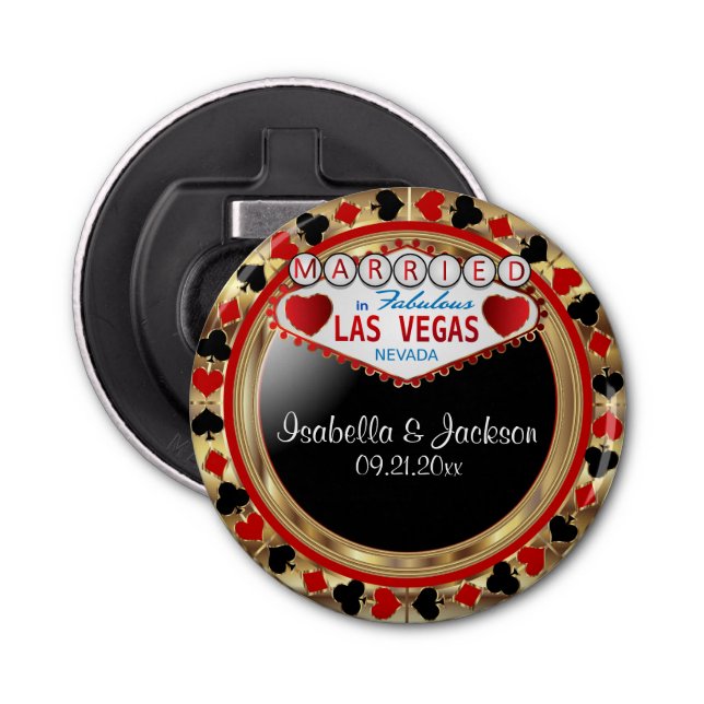Wedding Couple Las Vegas Style - Red Flaschenöffner (Vorderseite)