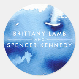 WEDDING COUPLE moderne marineblaue Aquarell Runder Aufkleber
