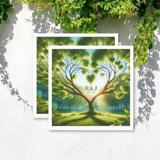 Wedding Couple Monogram Green Napkin Serviette (Wedding Couple Monogram Green Napkins)