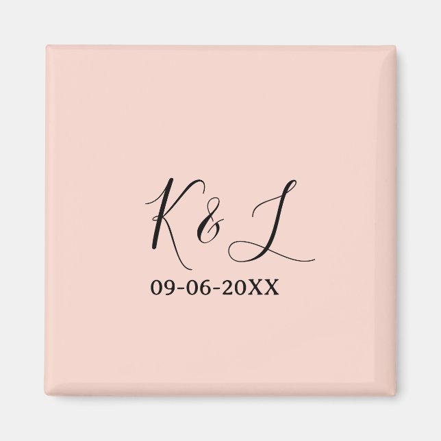 Wedding couple name letter date red pastel backgro magnet (Vorne)