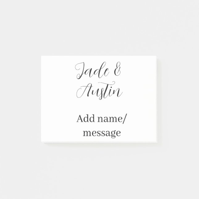 Wedding couple name message date romantic elegant  post-it klebezettel (Vorderseite)