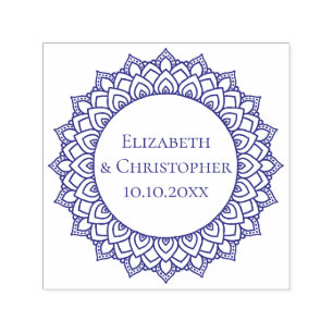 Wedding Couple Round Mandala Save the Date Permastempel