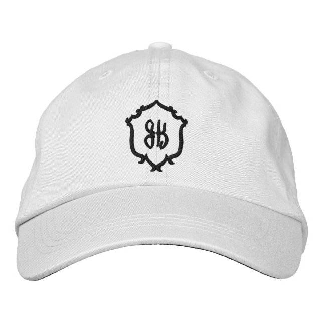 Wedding Crest Monogram Embroidered Baseball Cap Bestickte Baseballkappe (Vorderseite)