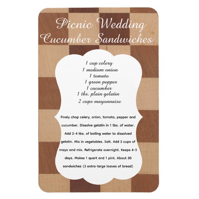 Wedding Cucumber Sandwich Recipe Magnet (Vertikal)