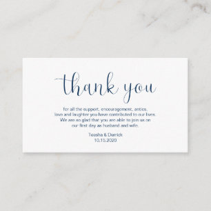 Wedding Danke, Minimal Design, Navy Blue Schriftar Begleitkarte