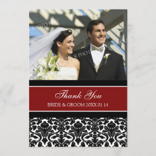 Wedding danken Ihnen Foto-Karten-Rot-Damast Dankeskarte