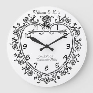 wedding date commemorative gift vintage clock große wanduhr